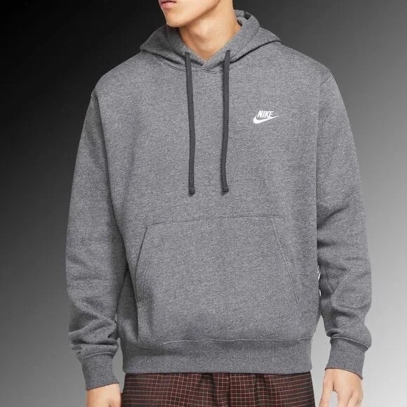 Nike Sportswear Club Fleece Pullover Hoodie Charcoal Heather 20848 - Picture 1 of 8
